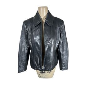 VTG Y2K Women’s Petite M Black Lambskin Leather Jacket Butter Soft Preston York